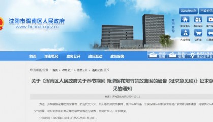 沈阳多区发布通告!春节烟花爆竹禁放范围调整!