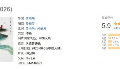 电影《牛来》豆瓣开分5.9，超2万人评分，网评两级分化，累计票房已超2600万